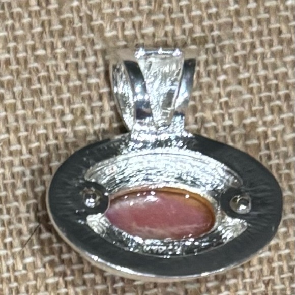 Signed Roman Silvertone Classic Pink  Pendant - Picture 3 of 3